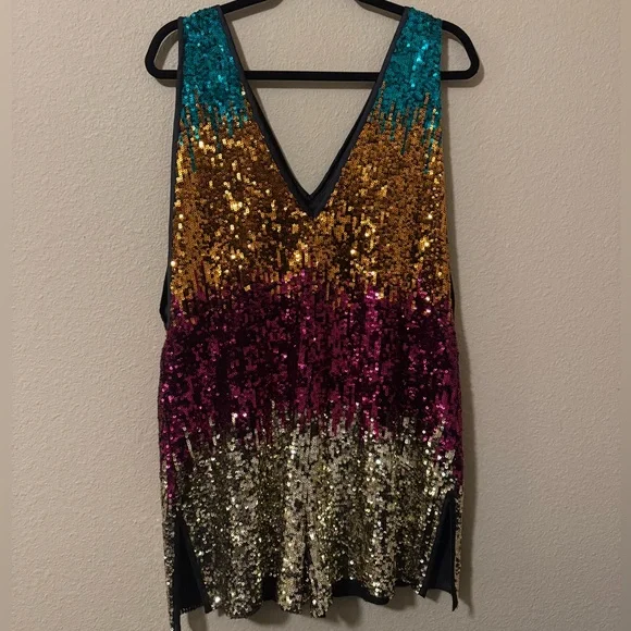 TopShop multicolor v-neck sequin mini dress - Picture 4 of 4